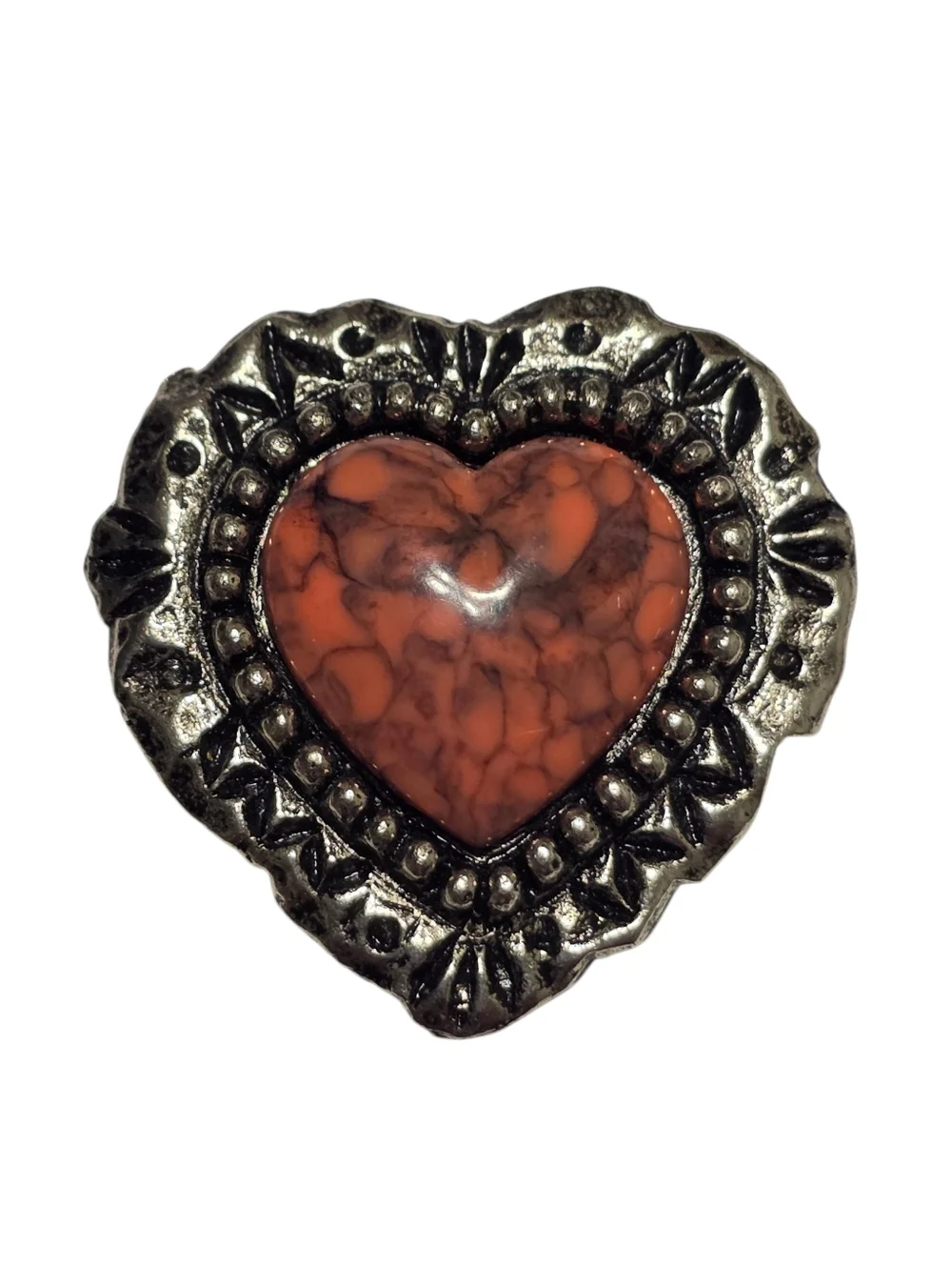 Southwestern Navajo Style Vintage Nonny Silver Heart Collar Clip Button Cover - Picture 2 of 5
